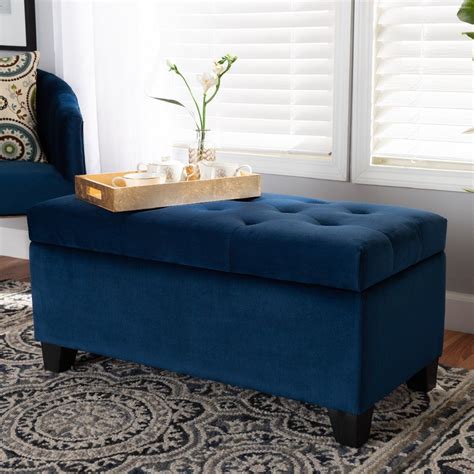 navy blue velvet ottoman|navy blue velvet storage ottoman.